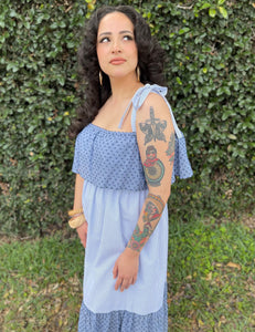 FINAL SALE - Scout Retro Seersucker & Swiss Dot Stroll Ruffled Prairie Dress