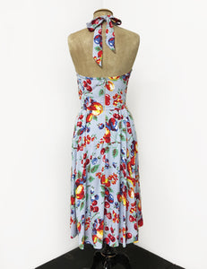 Doris Mayday for Loco Lindo - Blue Fruit Cocktail Mayday Halter Swing Dress