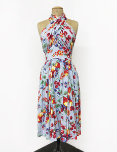 Doris Mayday for Loco Lindo - Blue Fruit Cocktail Mayday Halter Swing Dress