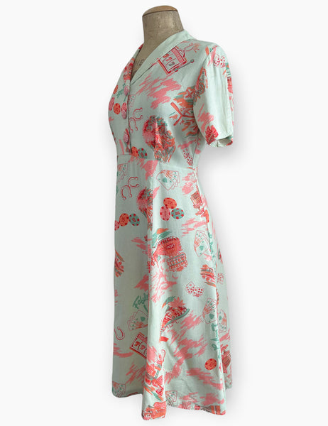 Doris Mayday for Loco Lindo - Mint Green Vegas Baby 1940s Vintage Day Dress