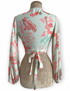 Doris Mayday for Loco Lindo - Mint Green Vegas Baby Babaloo Wrap Top