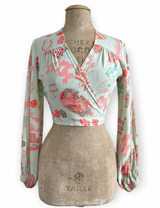 Doris Mayday for Loco Lindo - Mint Green Vegas Baby Babaloo Wrap Top