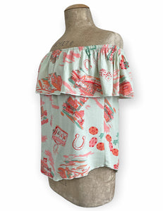 Doris Mayday for Loco Lindo - Mint Vegas Baby Dolores Peasant Blouse