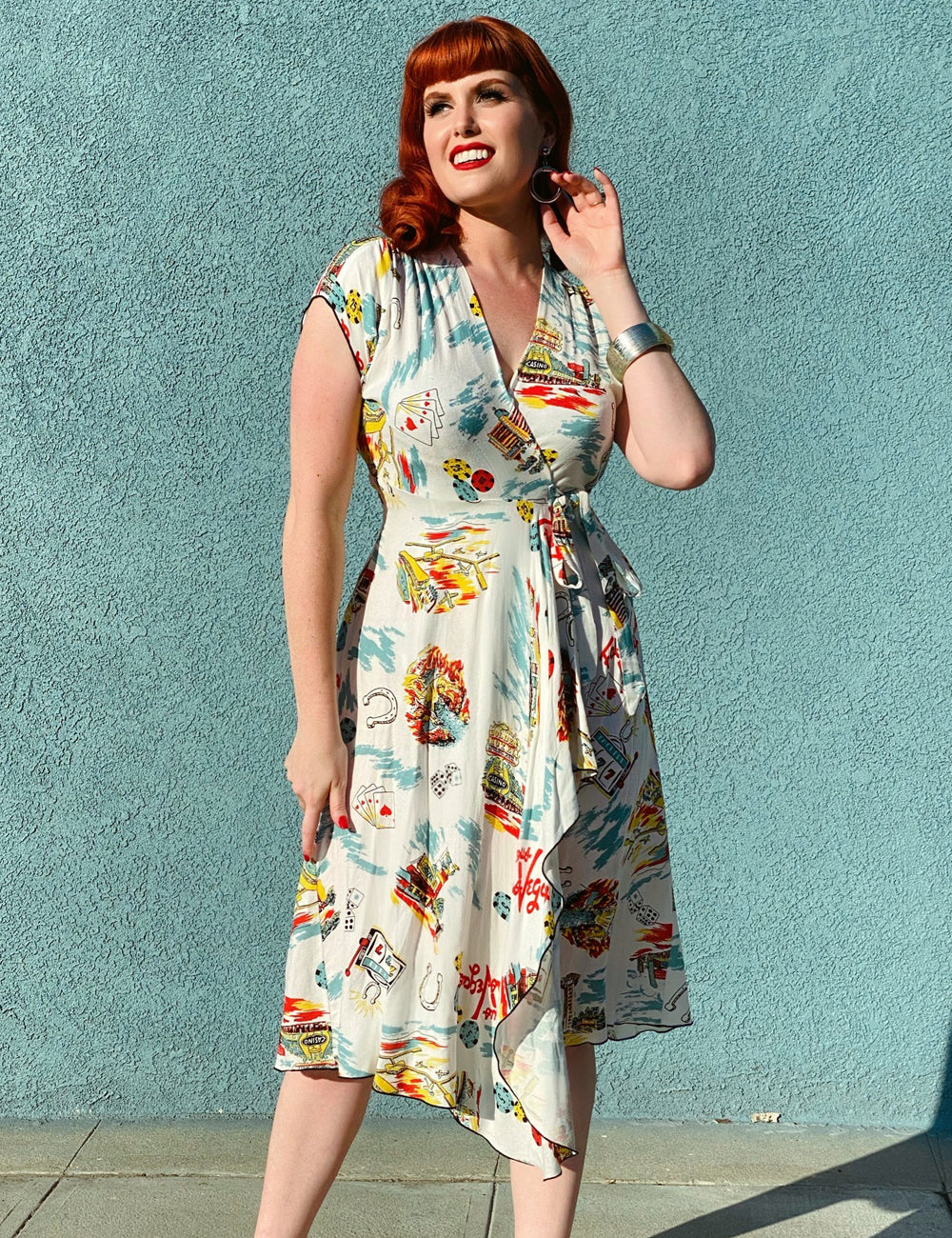 Doris Mayday for Loco Lindo - Vegas Baby Cascade Wrap Dress