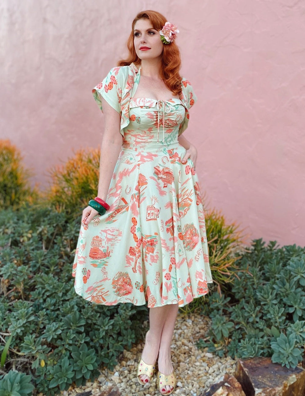 Doris Mayday for Loco Lindo - Mint Green Vegas Baby Marta Halter Dress