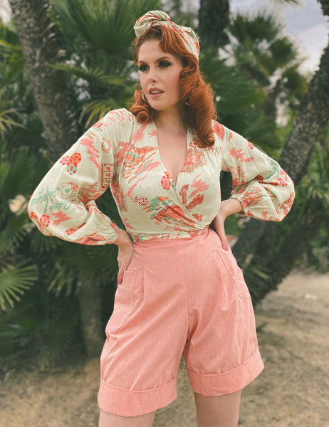 Doris Mayday for Loco Lindo - Mint Green Vegas Baby Babaloo Wrap Top