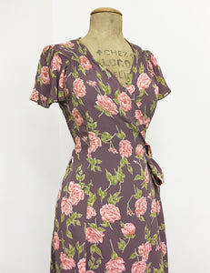 Dusty Lavender Roses Biasa Sweetheart Wrap Dress