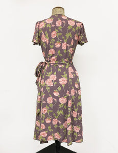 Dusty Lavender Roses Biasa Sweetheart Wrap Dress