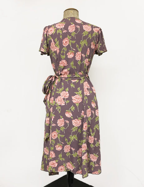 Dusty Lavender Roses Biasa Sweetheart Wrap Dress