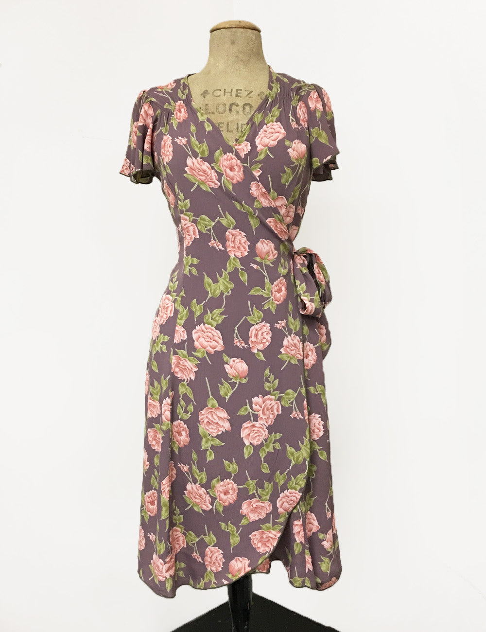 Dusty Lavender Roses Biasa Sweetheart Wrap Dress