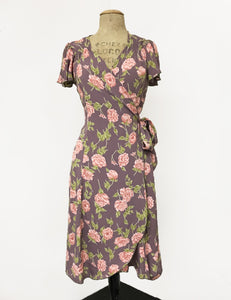 Dusty Lavender Roses Biasa Sweetheart Wrap Dress