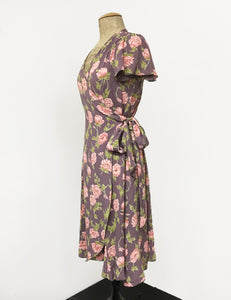 Dusty Lavender Roses Biasa Sweetheart Wrap Dress