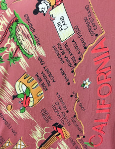 Dusty Pink Exclusive California Map Print Venice Beach Balboa Circle Swing Skirt