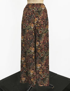 Fall Paisley Print Soft Rayon 1940s Style High Waisted Palazzo Pants