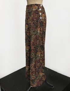 Fall Paisley Print Soft Rayon 1940s Style High Waisted Palazzo Pants