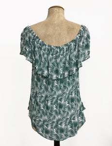 Green Fern Print Ruffle Top Dolores Peasant Blouse - FINAL SALE