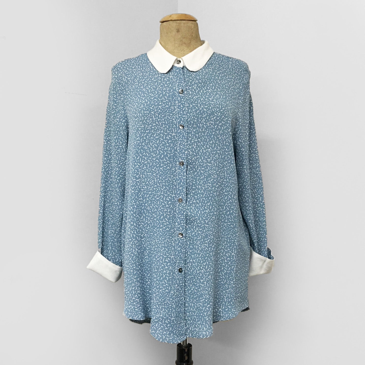 Blue Frosted Dot Peter Pan Collar Blouse - FINAL SALE
