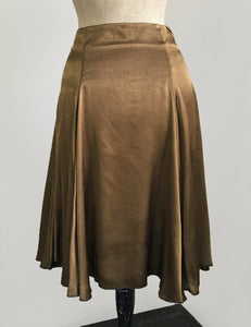 FINAL SALE - Golden Olive Green Satin Venice Beach Balboa Circle Swing Skirt