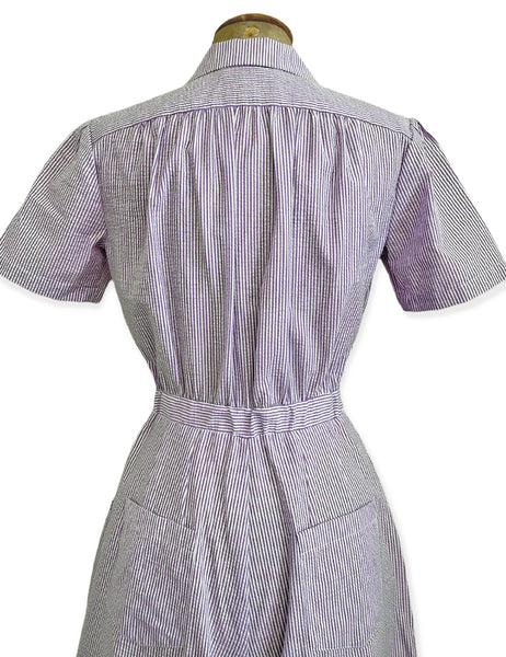 Scout for Loco Lindo Grape Seersucker 1940s Carolina Romper