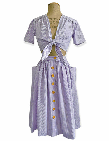 Scout for Loco Lindo Grape Seersucker 1940s Petunia Skirt