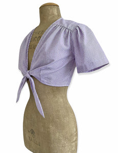 Scout for Loco Lindo Grape Seersucker 1940s Daisy Tie Top