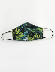 Green Aloha Floral Handmade Washable Face Mask