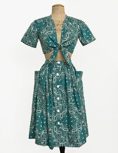 Scout for Loco Lindo Teal Green Bandana Print 1940s Petunia Skirt