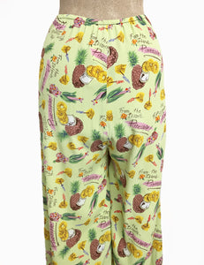 Cool Green Pineapple Princess Print High Waisted Palazzo Pants
