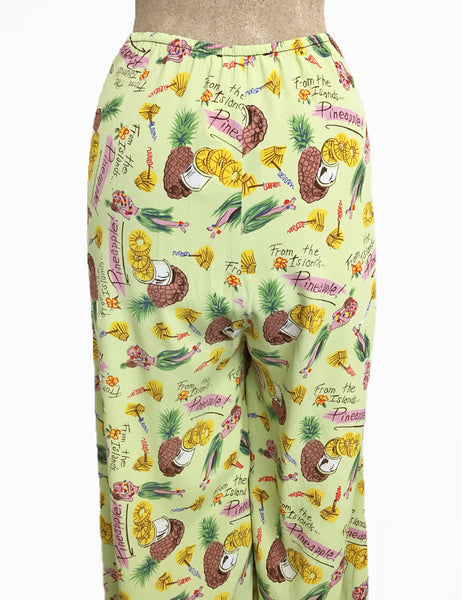 Cool Green Pineapple Princess Print High Waisted Palazzo Pants