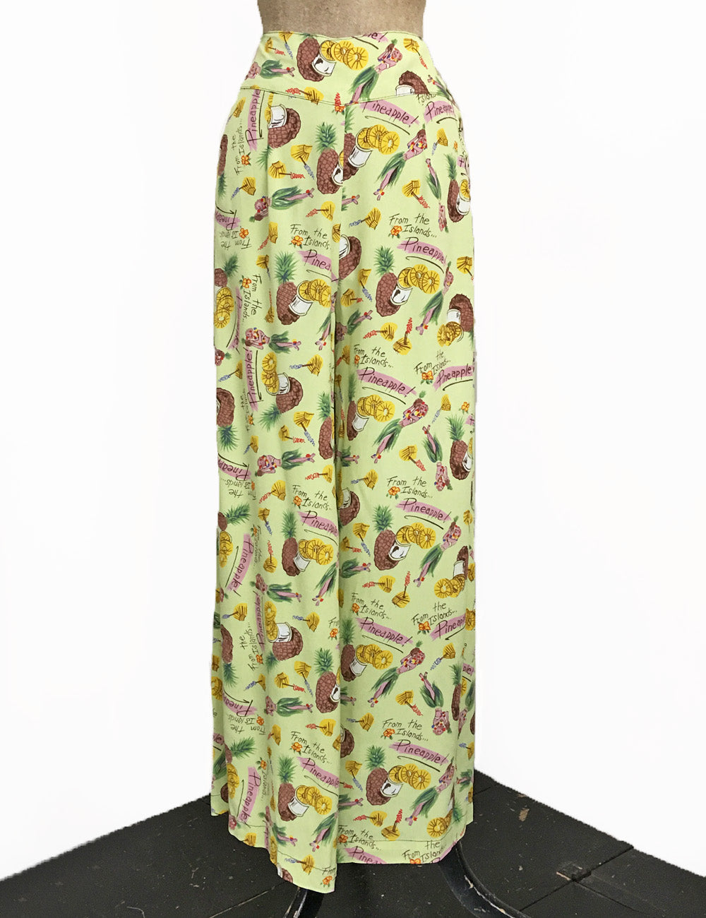 Cool Green Pineapple Princess Print High Waisted Palazzo Pants