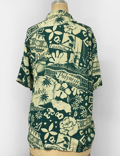 Green South Seas Soft Men's Button Up Tiki Sonny Shirt - FINAL SALE