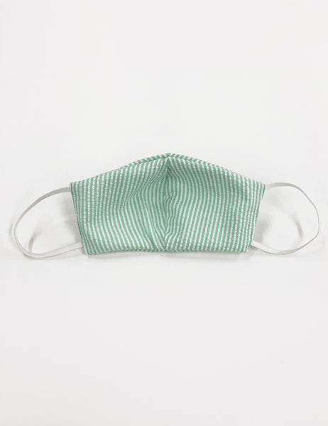 Green Seersucker Handmade Washable Face Mask