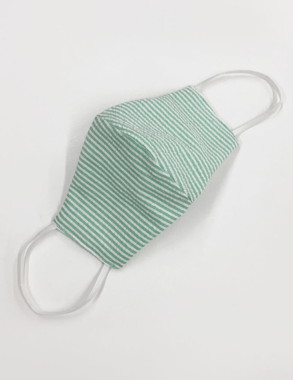 Green Seersucker Handmade Washable Face Mask