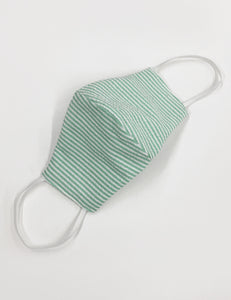 Green Seersucker Handmade Washable Face Mask