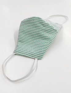 Green Seersucker Handmade Washable Face Mask