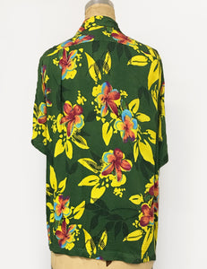 Neon Hawaiian Tropical Print Soft Rayon Button Up Sonny Men's Shirt