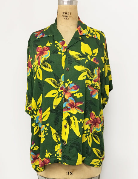 Neon Hawaiian Tropical Print Soft Rayon Button Up Sonny Men's Shirt