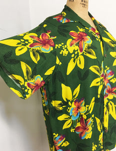 Neon Hawaiian Tropical Print Soft Rayon Button Up Sonny Men's Shirt