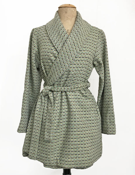 Green Southwestern Wool Shawl Collar Robe Coat - FINAL SALE