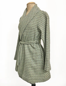 Green Southwestern Wool Shawl Collar Robe Coat - FINAL SALE