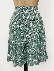 Green & White Fern Print High Waisted Retro Shorts - FINAL SALE