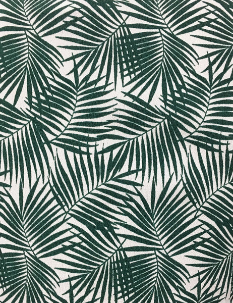 Green & White Fern Print Ruffle Fitted Femme Blouse