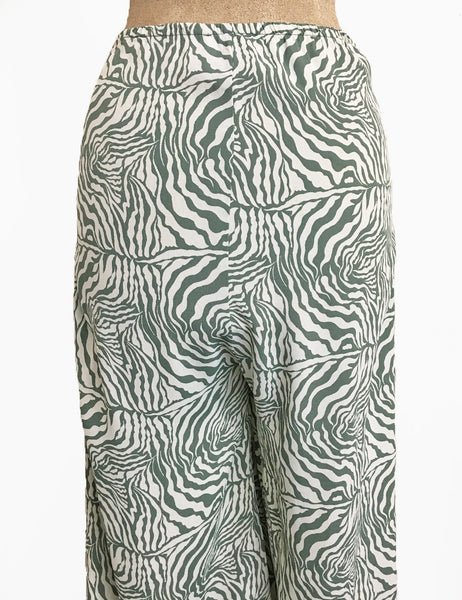 Green Zebra Print Retro High Waisted Palazzo Pants