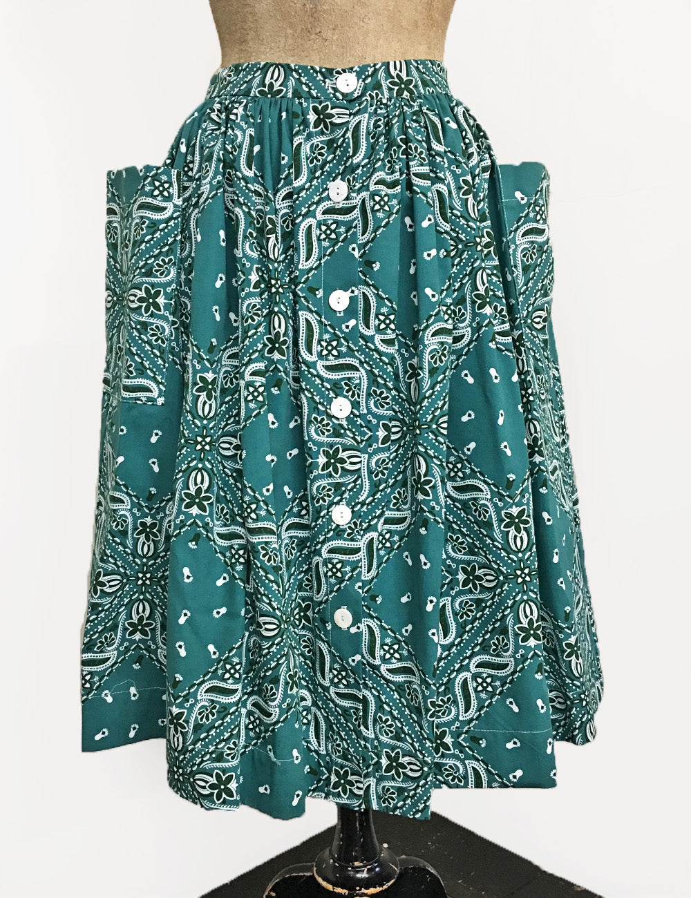 Scout for Loco Lindo Teal Green Bandana Print 1940s Petunia Skirt