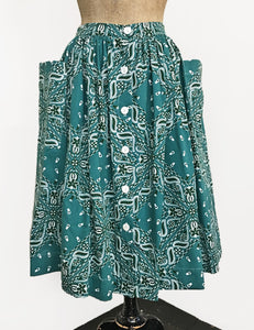 Scout for Loco Lindo Teal Green Bandana Print 1940s Petunia Skirt