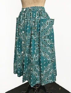 Scout for Loco Lindo Teal Green Bandana Print 1940s Petunia Skirt