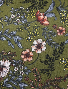 Cozy Green Floral Turtleneck Stretch Knit Mod Pullover Dress