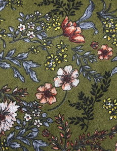Cozy Green Floral Turtleneck Stretch Knit Mod Pullover Dress