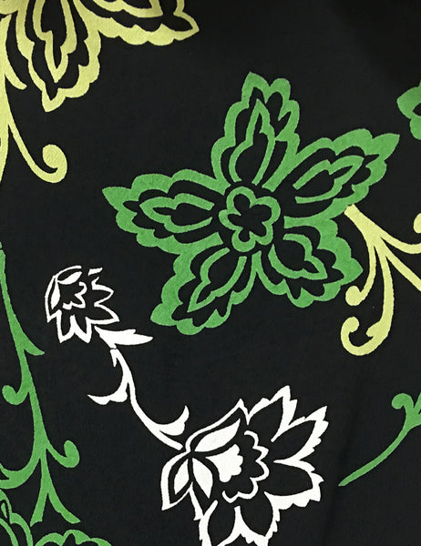 Green Floral Stencil Print 3/4 Sleeve Retro 40s Dress