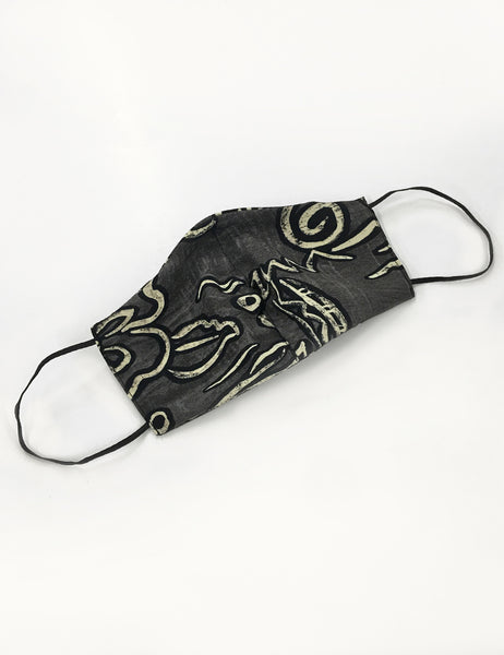 Grey Hawaiian Print Handmade Washable Face Mask